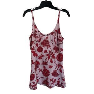 Cabi Pink Red Floral Tank Top Sleeveless Peplum Style #5533 Size S
